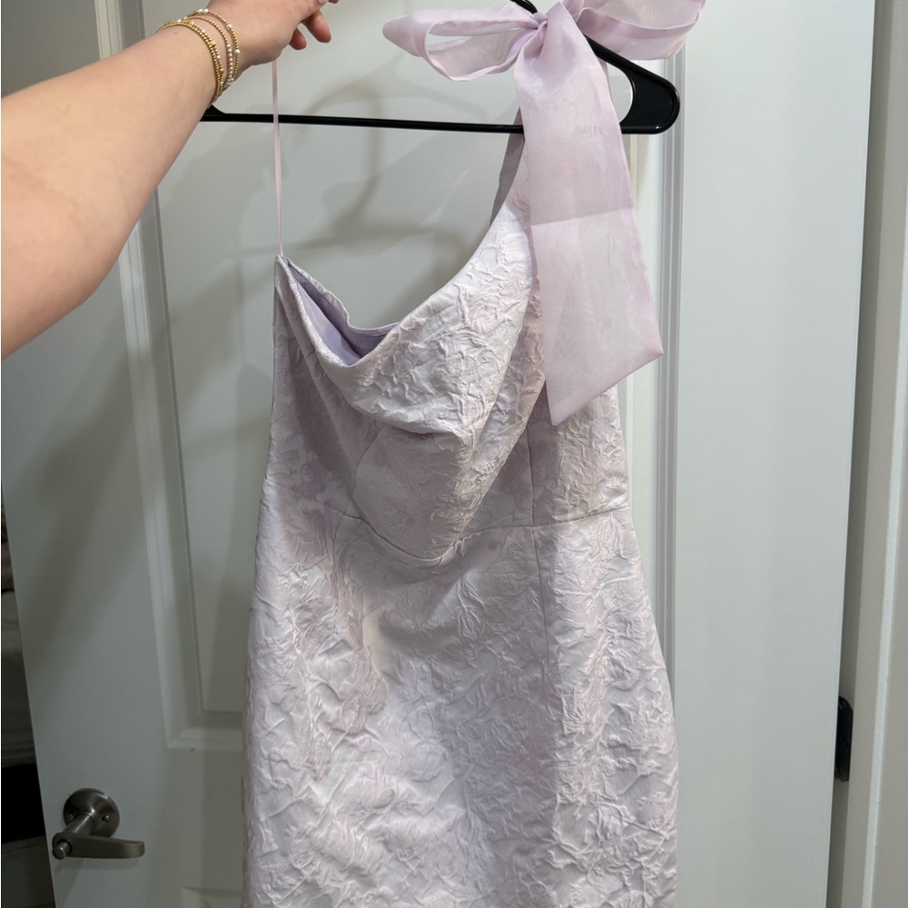 Elegant Lavender Textured Dress with Bow